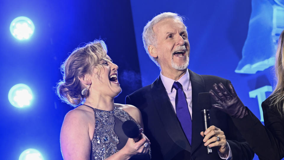 Kate Winslet and James Cameron worked together for the first time since Titanic with Avatar: The Way of Water. (Getty/Disney)