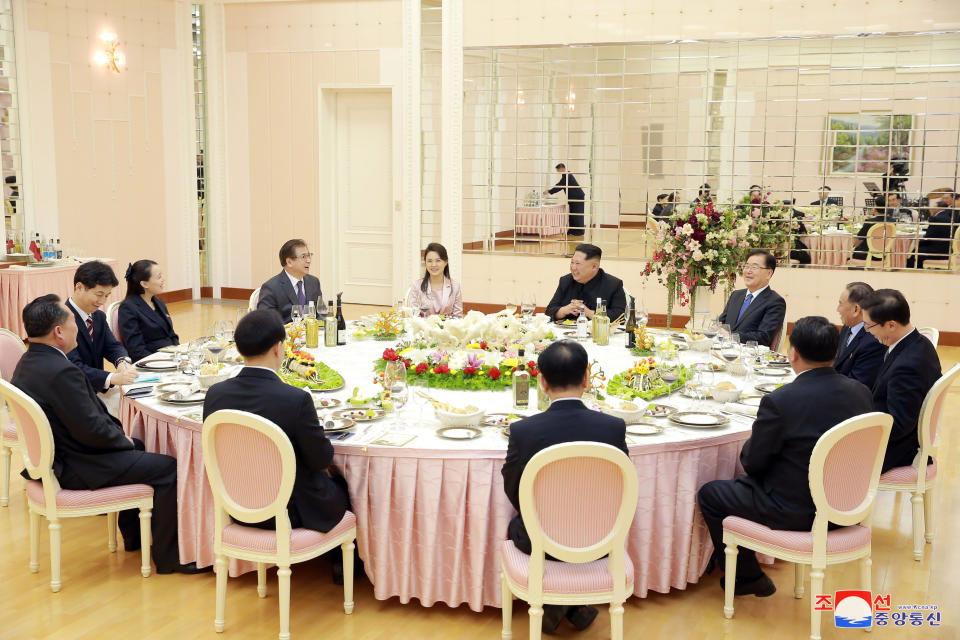 A dinner is prepared for members of the special delegation of South Korea's President.
