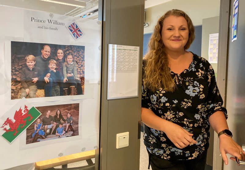 English teacher Maija Kaunonen opens the door to her classroom at Pohjolanrinne middle school in Riihimaki