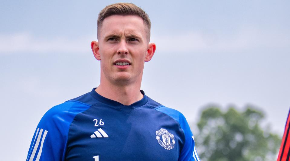 Dean Henderson of Manchester United looks on during a training session