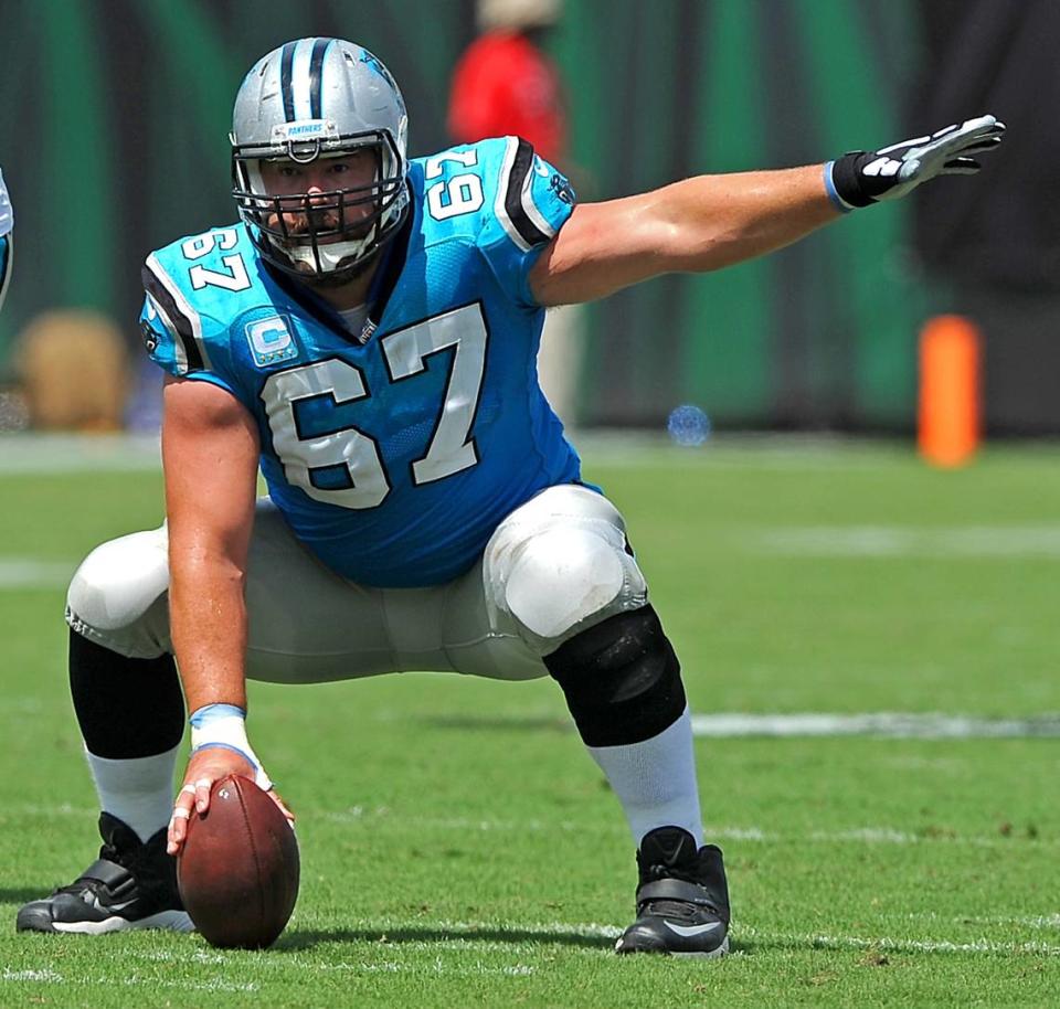 Carolina Panthers center Ryan Kalil, shown in 2015, made five Pro Bowls and called out protection signals for the rest of the linemen to follow.
