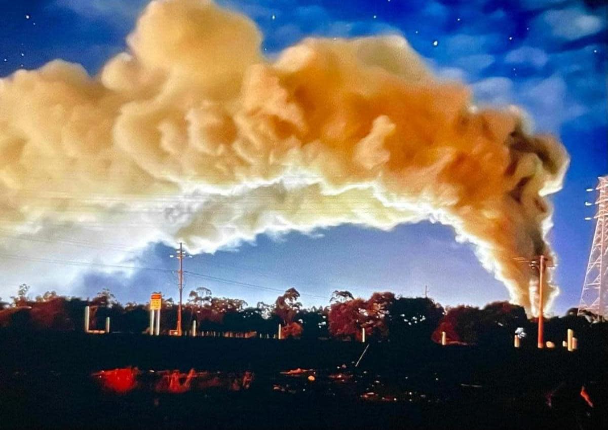 <span>Smoke from the underground Grosvenor coalmine fire.</span><span>Photograph: Mine Rescue Challenge/Facebook</span>