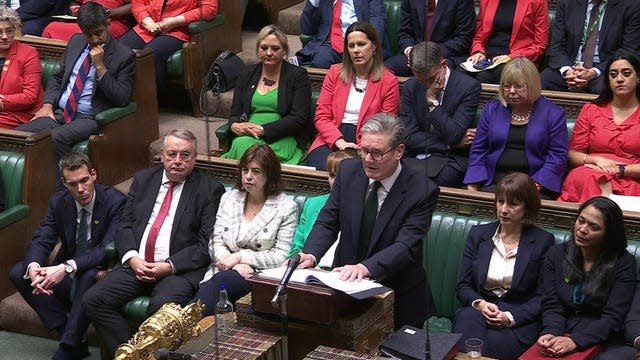 Sir Keir Starmer gives a statement at the despatch box in the House of Commons