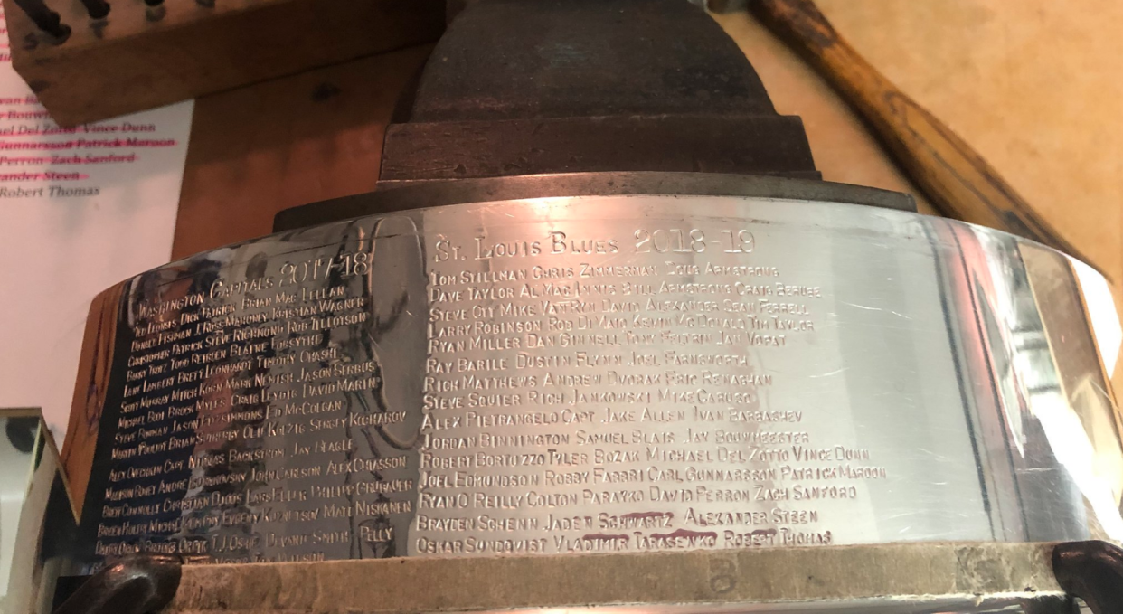 The St. Louis Blues have officially been etched onto hockey's greatest prize. (Twitter // keeperofthecup) 