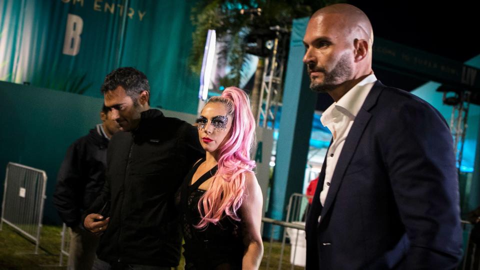 Lady Gaga leaves after Super Bowl LIV Hard Rock Stadium in Miami Gardens, Florida