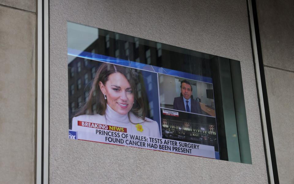 A screen shows Fox News reporting on the Princess of Wales