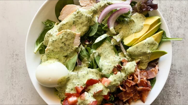 Panera cobb salad in white bowl