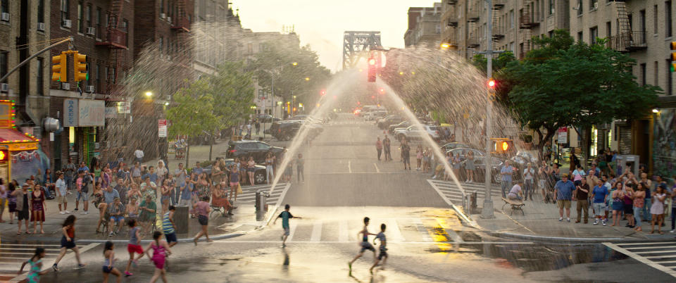 This image released by Warner Bros. Pictures shows a scene from "In the Heights." (Warner Bros. via AP)