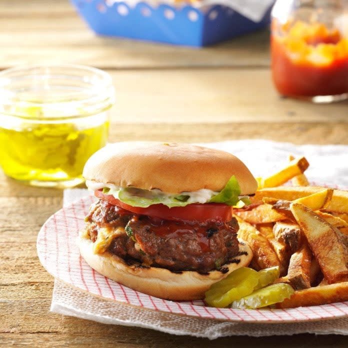 Air-Fryer Herb and Cheese-Stuffed Burgers