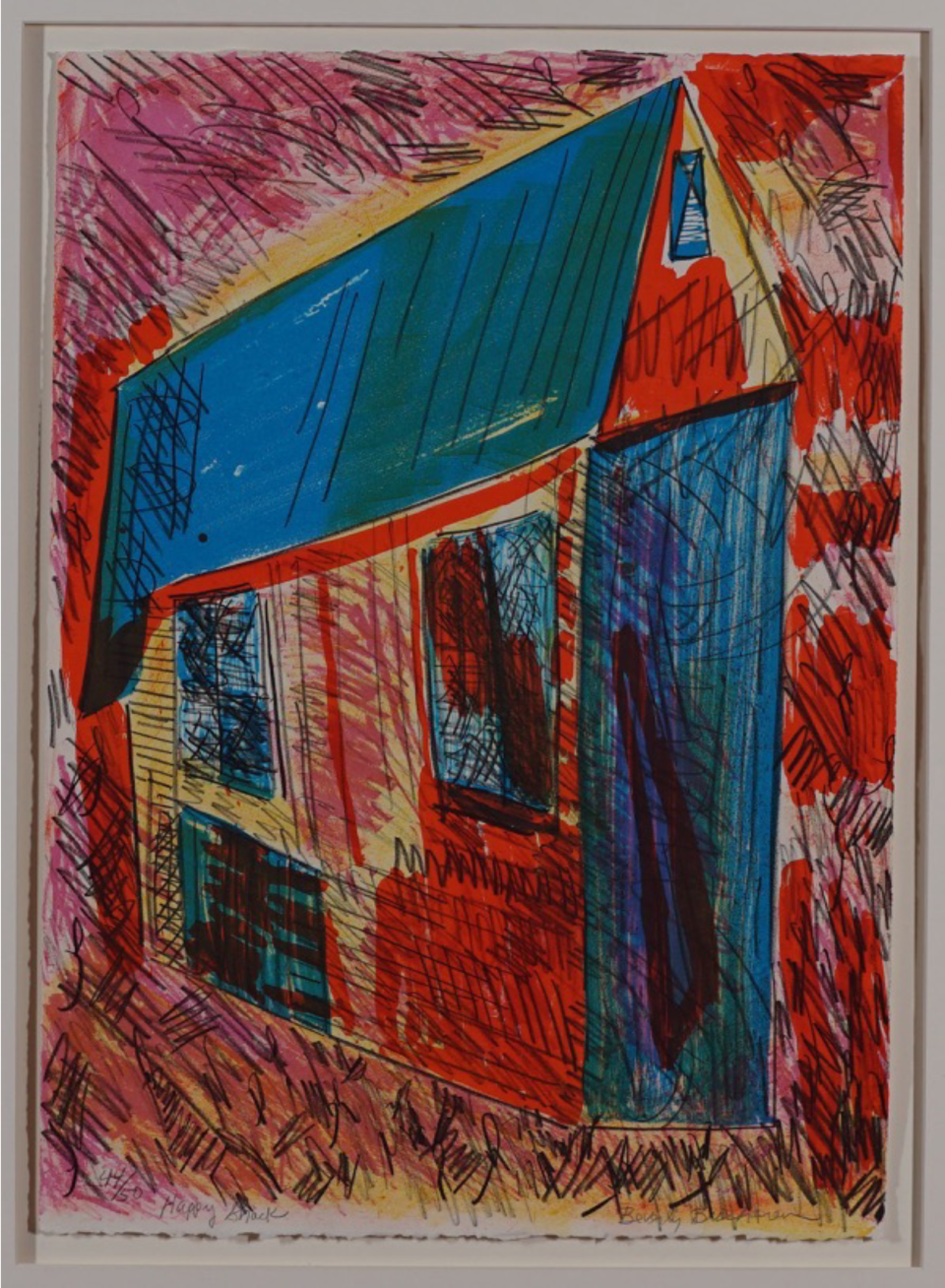 "Happy Shack," a 1987 lithograph by Beverly Buchanan.