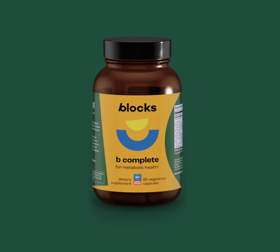 <p><a href="https://blocksnutrition.com/products/b-complete" rel="nofollow noopener" target="_blank" data-ylk="slk:Shop Now;elm:context_link;itc:0;sec:content-canvas" class="link ">Shop Now</a></p><p>b complete</p><p>blocksnutrition.com</p><p>$24.00</p>