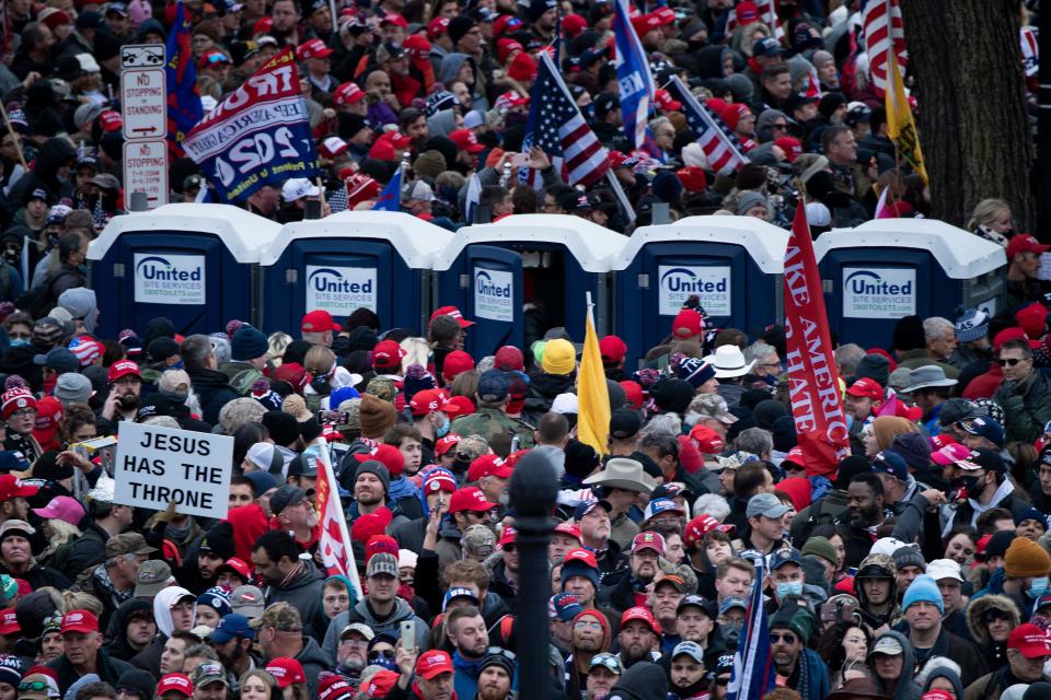 Supporters of President Donald Trump gather for a rally near the White House on Jan. 6, 2021, before crowds of people marched to the Capitol.