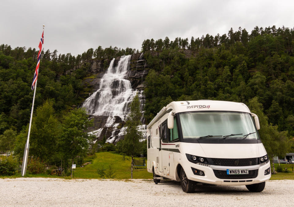 Their motorhome has all the mod-cons including a toilet and separate bedroom. (@champers_and_campers / Caters)