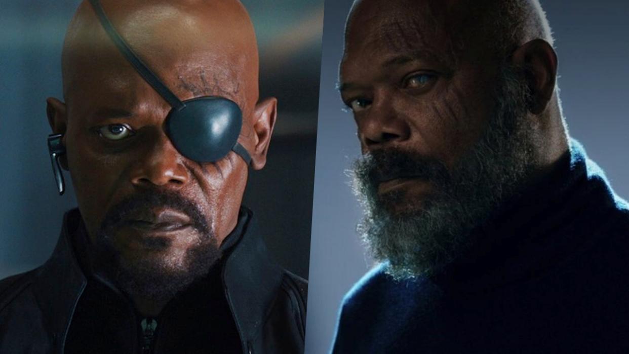  Nick Fury in The Avengers and Nick Fury in Secret Invasion 