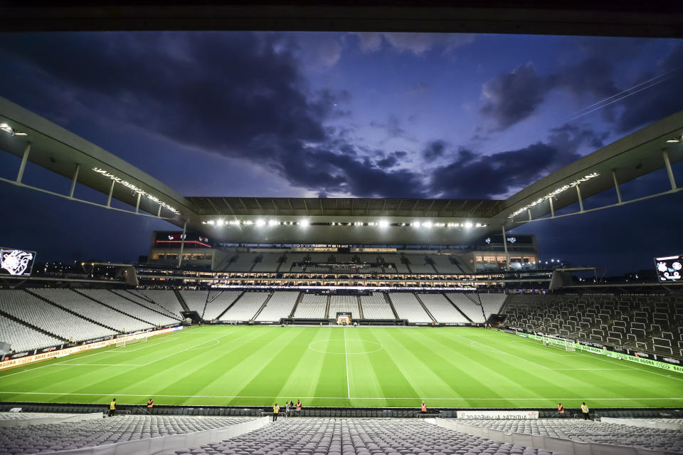 SAO PAULO, BRAZIL - SEPTEMBER 18: General view of the Neo Química Arena before the match between Corinthians and Gremio as part of Brasileirao Series A 2023 at Neo Quimica Arena on September 18, 2023 in Sao Paulo, Brazil. (Photo by Mauro Horita/Getty Images)