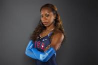 Sprinter Sanya Richards-Ross poses for a portrait during the 2012 U.S. Olympic Team Media Summit in Dallas, May 13, 2012.