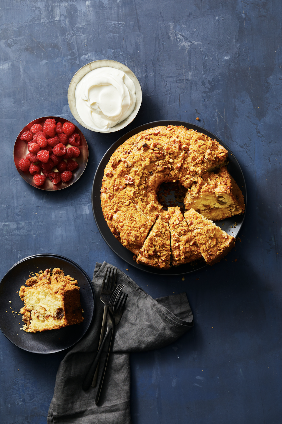 <p>This cinnamon coffee cake is perfect for breakfast, brunch, a midnight snack, or anytime you're craving it!</p><p>Get the <strong><a href="https://www.goodhousekeeping.com/food-recipes/a38552750/raisin-walnut-coffee-cake-recipe/" rel="nofollow noopener" target="_blank" data-ylk="slk:Raisin-Walnut Coffee Cake recipe;elm:context_link;itc:0;sec:content-canvas" class="link ">Raisin-Walnut Coffee Cake recipe</a></strong>. </p>