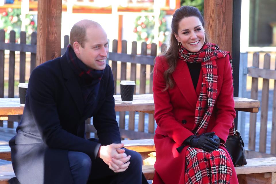 Britain's Prince William, Duke of Cambridge and Britain's Catherine, Duchess of Cambridge talk during a visit to Cardiff Castle in Cardiff in south Wales, on December 8, 2020, on the final day of engagements on their tour of the UK. - During their trip, their Royal Highnesses hope to pay tribute to individuals, organisations and initiatives across the country that have gone above and beyond to support their local communities this year. (Photo by Chris Jackson / POOL / AFP) (Photo by CHRIS JACKSON/POOL/AFP via Getty Images)