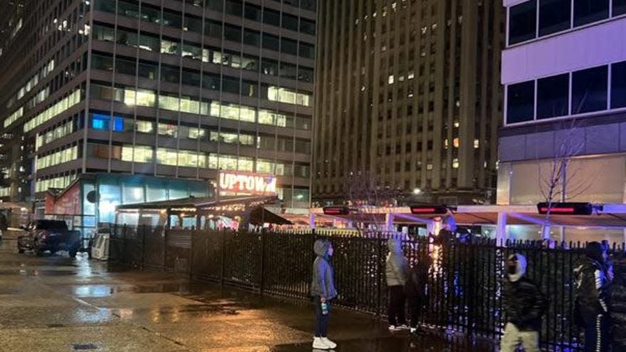 Philadelphia police had sealed off Love Park near City Hall by halftime of Sunday's Super Bowl.