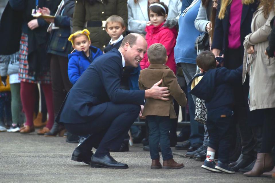 coningsby, england   november 18 britains prince william, the prince of wales smiles as he meets raf families during a visit to raf coningsby on november 18, 2022 in coningsby, england the prince of wales, honorary air commandant of raf coningsby, visited the base to learn about future technological innovations and open a new boxing club photo by rui vieira   wpa pool  getty images