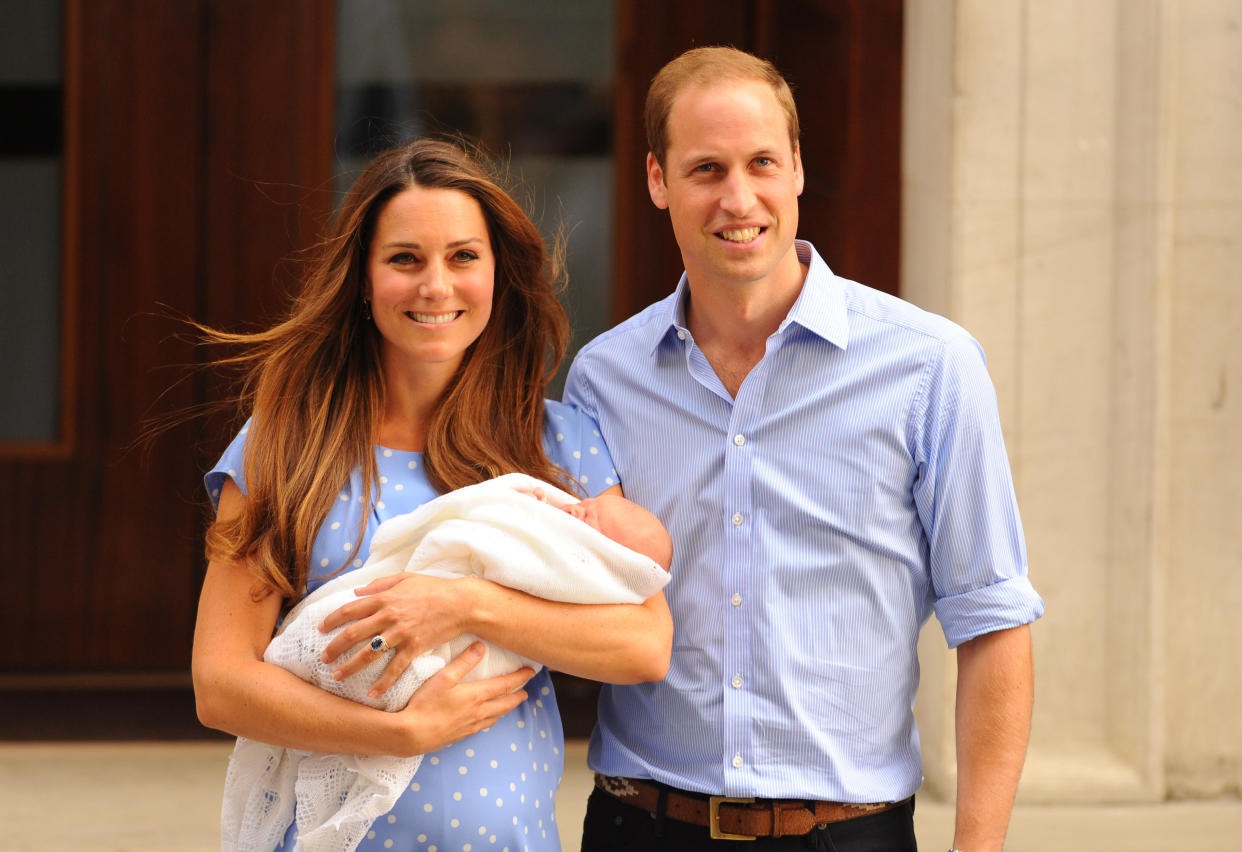 The Duke and Duchess of Cambridge leave the Lindo Wing of St Mary's Hospital in London, with their newborn son, Prince George in 2013 