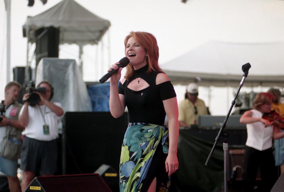 Patty Loveless performs in the Sony Music Records show during the 27th annual Fan Fair at the Tennessee State Fairgrounds June 18, 1998.