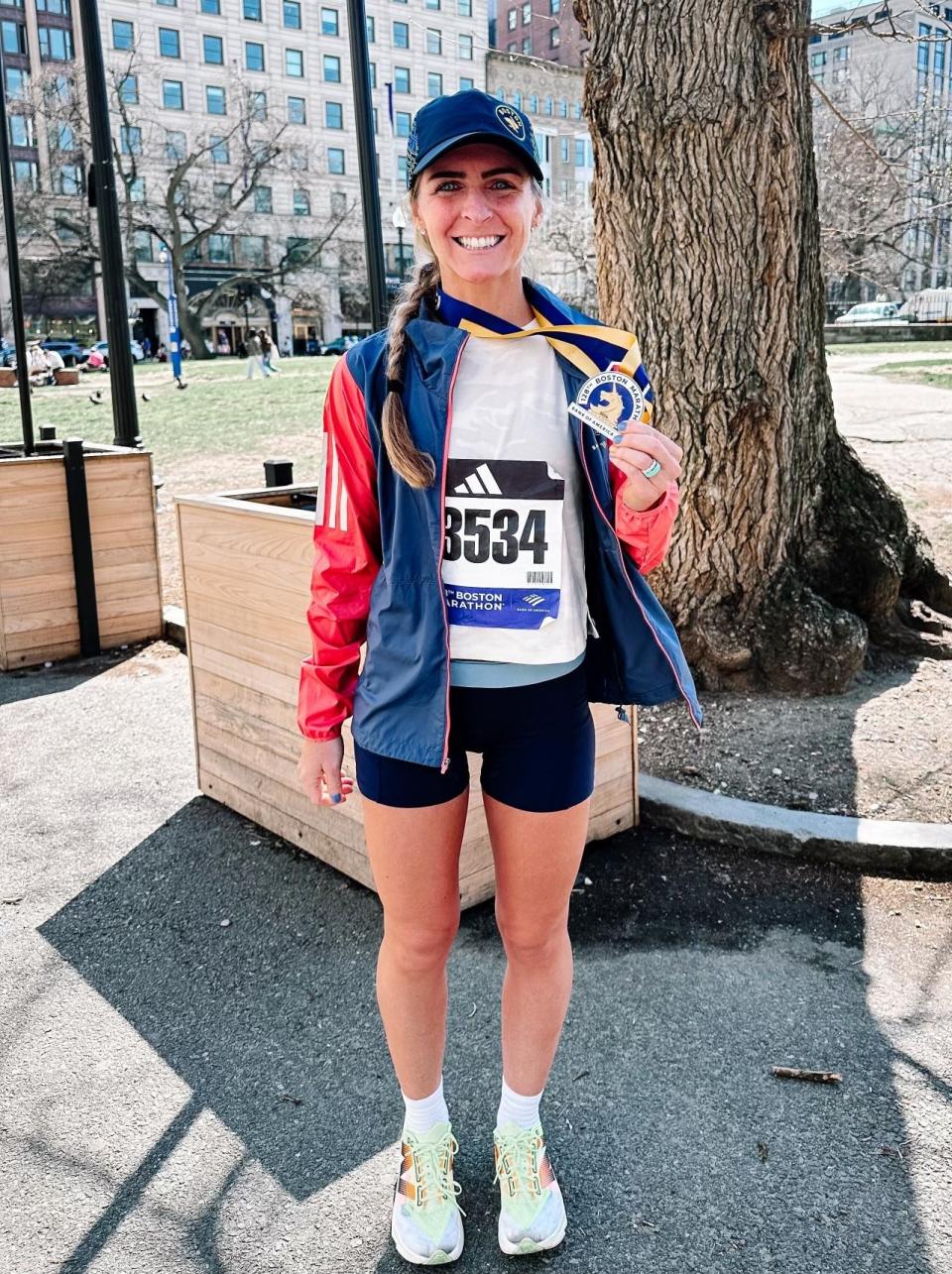 Colleen Triezenberg of Howell was the first Livingston County woman to finish the Boston Marathon on Monday, April 15, 2024.