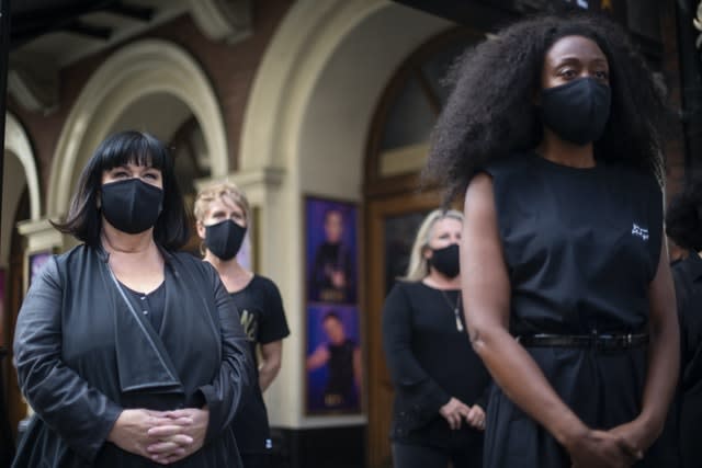 Dawn French and singer Beverley Knight are among those who made a make a two-minute 'silent stand' to call to reopen theatres across the UK without social distancing 