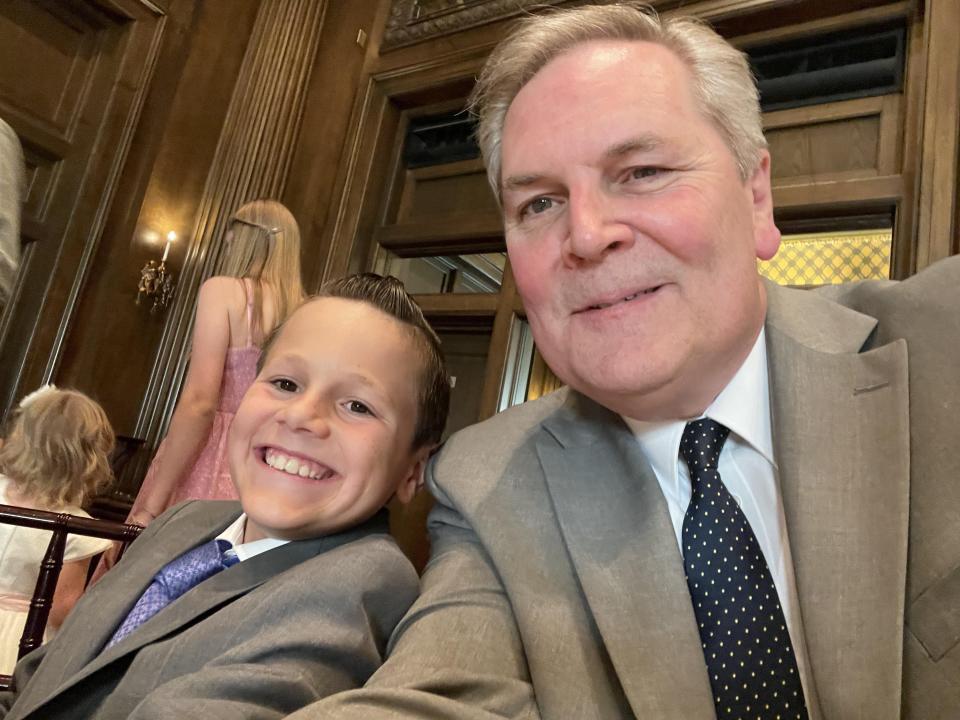 Deseret News Executive Editor Doug Wilks with his grandson, Jackson.