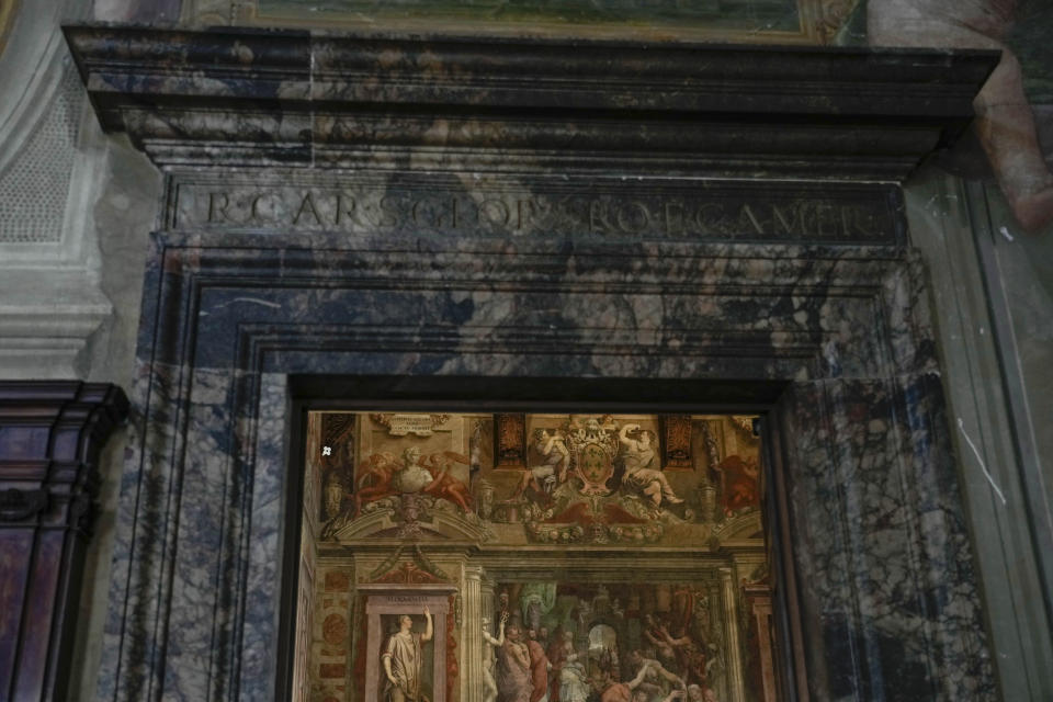 A general view of the main yard of the Palazzo della Cancelleria a renaissance building in the center of Rome that holds the Vatican supreme court, Tuesday, Sept. 12, 2023. (AP Photo/Gregorio Borgia)