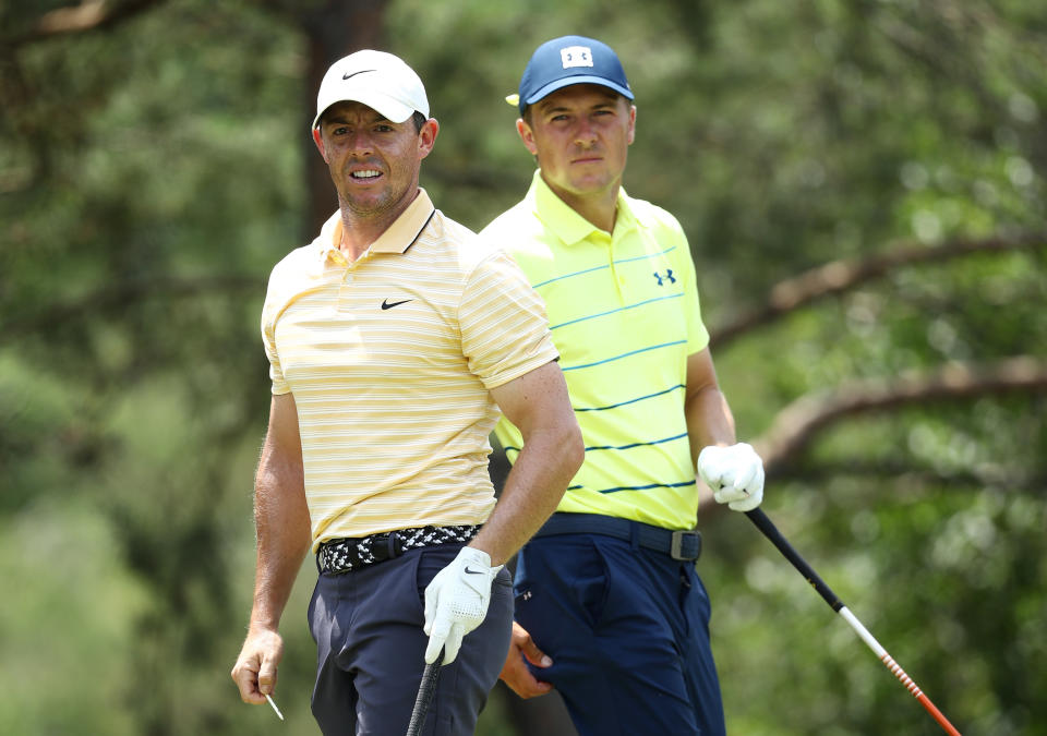 Rory McIlroy and Jordan Spieth, seen here at the Memorial in 2020, are the two names to watch this week at the PGA Championship. (Photo by Jamie Squire/Getty Images)