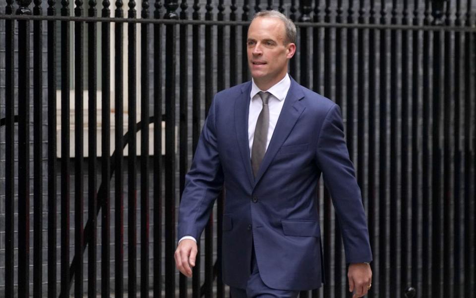 Dominic Raab arriving in Downing Street, London, as Boris Johnson carried out a Cabinet reshuffle - Stefan Rousseau/PA