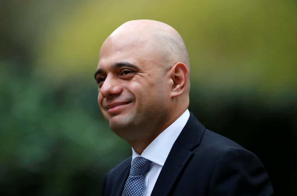 Britain’s Home Secretary Sajid Javid is seen outside Downing Street in London, Britain, April 2, 2019. REUTERS/Alkis Konstantinidis