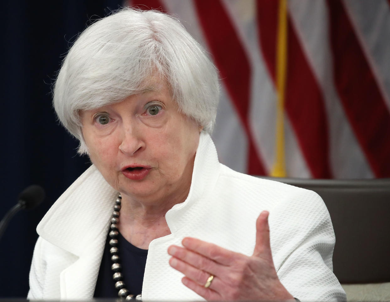 WASHINGTON, DC - SEPTEMBER 20:  Federal Reserve Board Chairwoman Janet Yellen speaks during a news conference following a meeting of the Federal Open Market Committee September 20, 2017 in Washington, DC. Yellen announced that the Fed will not change interest rates this quarter. This is one of theÊlast meetings before Chair Janet Yellen's four year term ends in February.  (Photo by Mark Wilson/Getty Images)