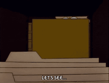 Animated character saying "Let's see" as they go through files