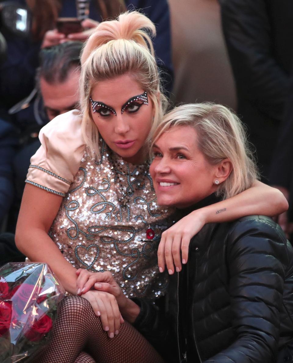 Lady Gaga and Yolanda Hadid in the front row