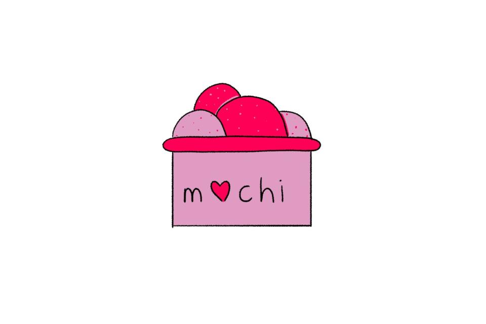 Illustration of a box labeled "mochi"