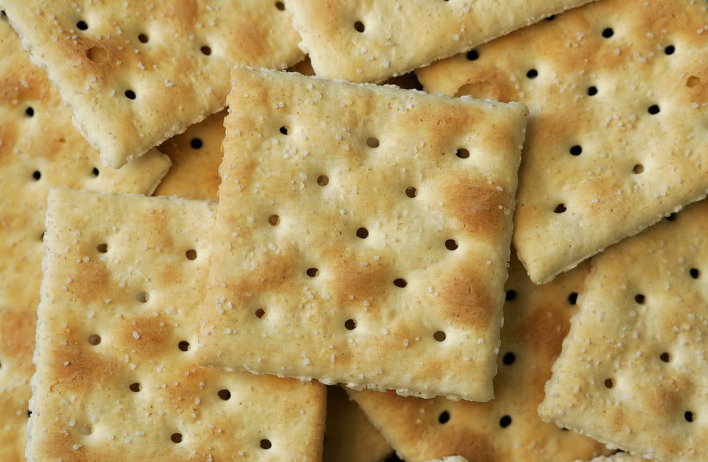 Close up of some square crackers