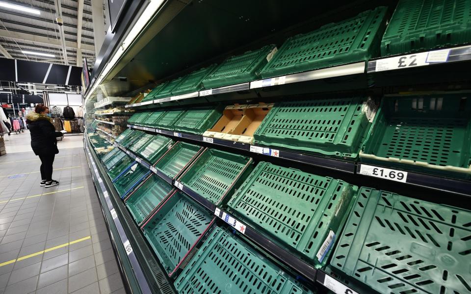 Empty shelves in Northern Ireland on 14 January caused by pre-Christmas Covid chaos, minister claims - Getty