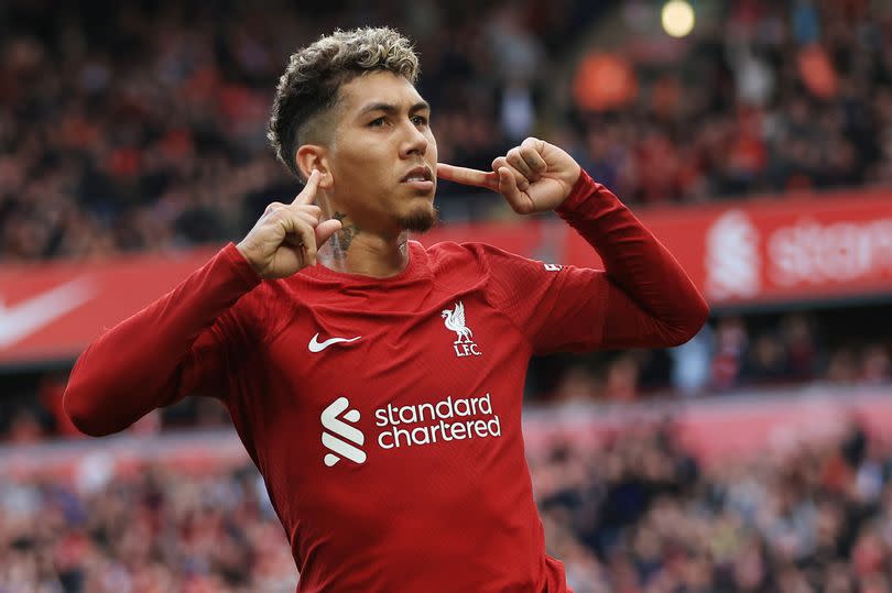 Roberto Firmino celebrating a goal