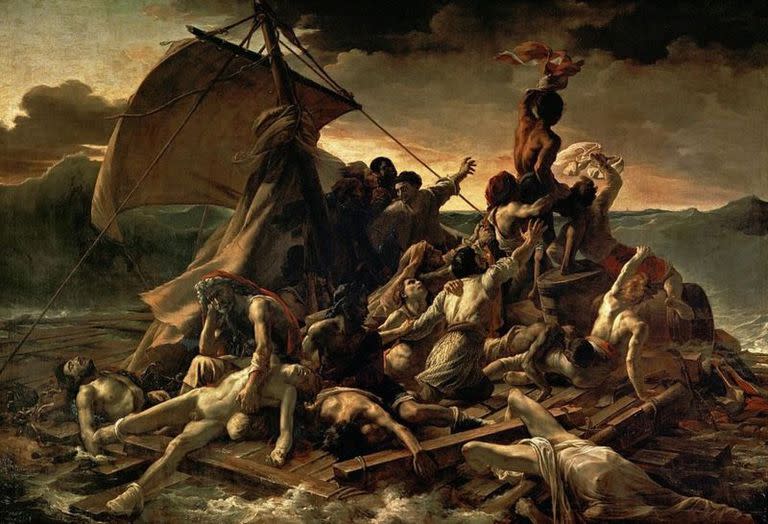 En la extraordinaria "Balsa de la Medusa" (1819), de Théodore Géricault, una gran ola también está a punto de estrellarse sobre la frágil humanidad