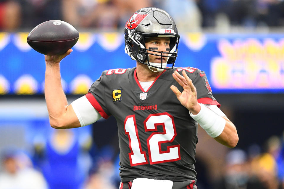 Tampa Bay Buccaneers quarterback Tom Brady will face the Patriots for the first time on Sunday. (Photo by Brian Rothmuller/Icon Sportswire via Getty Images)