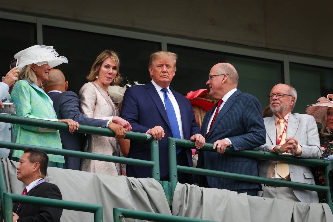 Former President Donald Trump and former U.S. Ambassador to the United Nations Kelly Craft appear at Churchill Downs for the Kentucky Derby’s 148th Run for the Roses last May.