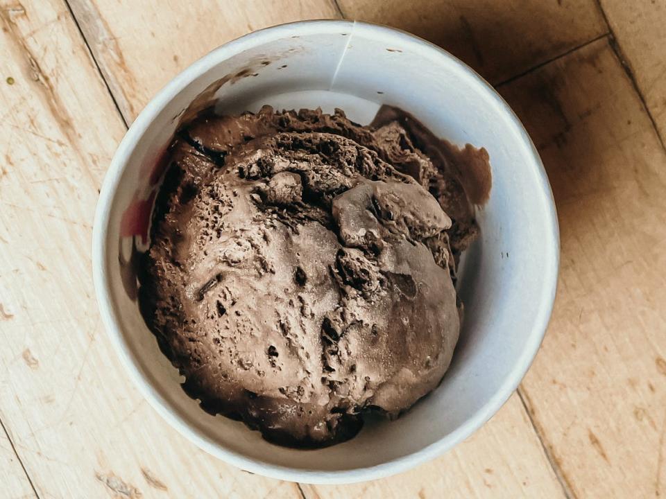 scoop of chocolate mousse royale ice cream from baskin robbins