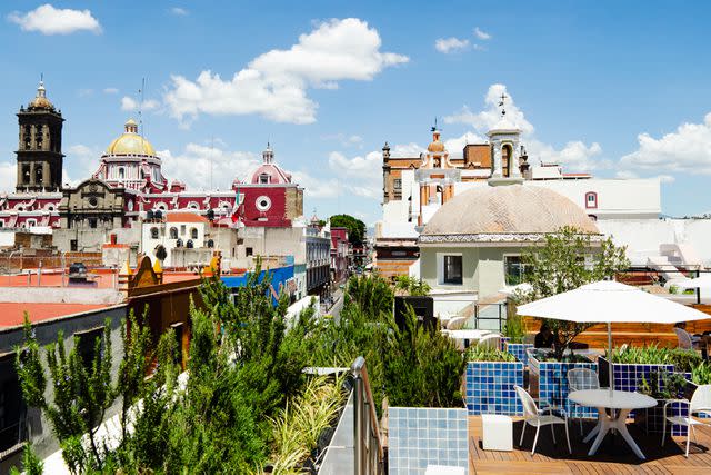 <p>Mariano Fernandez</p> The rooftop café of art museum Museo Amparo affords a top-notch view of the many Baroque buildings and churches in Puebla.