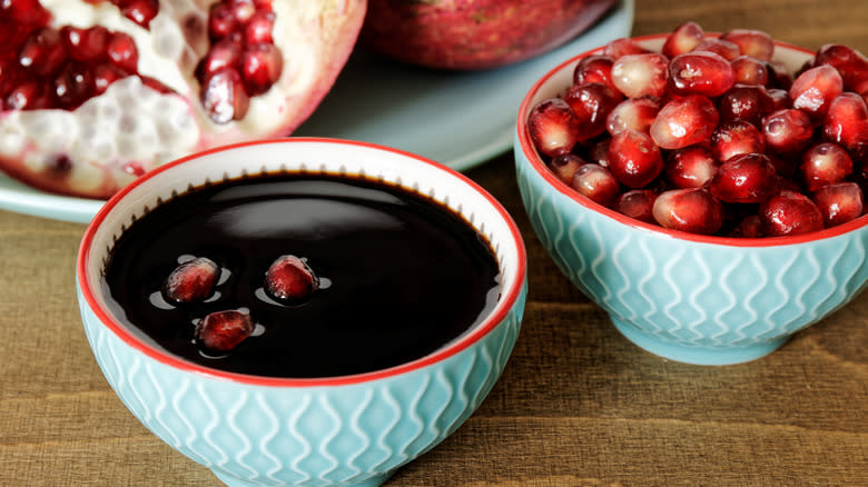 Pomegranate arils and molasses