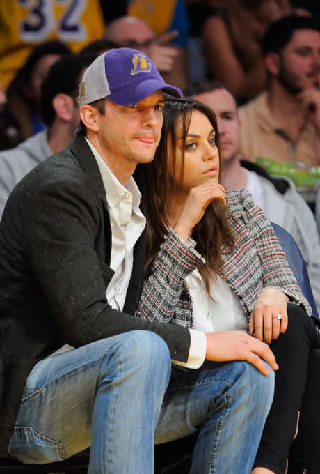 <div class="caption-credit">Photo by: Courtesy of Getty Images</div><b>Mila Kunis</b> <br> Engaged: February 2014 <br> Pregnancy announcement: March 2014 <br> Married: TBD After a highly-anticipated engagement (Jackie + Kelso forever) Mila and Ashton confirmed their pregnancy a day after the high-profile pair was caught on a kiss cam at the Los Angeles Clippers game. <br> <b>See more from <i>Brides</i>: <br> <a rel="nofollow noopener" href="http://www.brides.com/wedding-dresses-style/wedding-dresses/2013/03/wedding-dresses-long-sleeves-trends-2013-fall?mbid=synd_yshine#slide=1" target="_blank" data-ylk="slk:Wedding Dresses with Long Sleeves;elm:context_link;itc:0;sec:content-canvas" class="link ">Wedding Dresses with Long Sleeves</a> <br> <a rel="nofollow noopener" href="http://www.brides.com/wedding-dresses-style/wedding-dresses/2012/07/lace-wedding-dresses-spring-2013-gowns?mbid=synd_yshine#slide=1" target="_blank" data-ylk="slk:The Best Lace Wedding Dresses;elm:context_link;itc:0;sec:content-canvas" class="link ">The Best Lace Wedding Dresses</a></b>