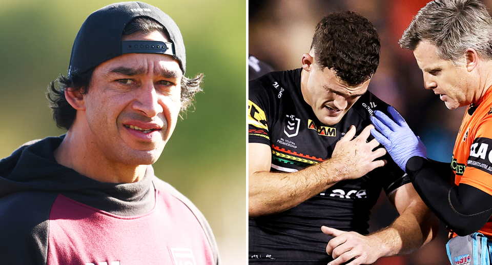 Pictured left Johnathan Thurston and right Nathan Cleary