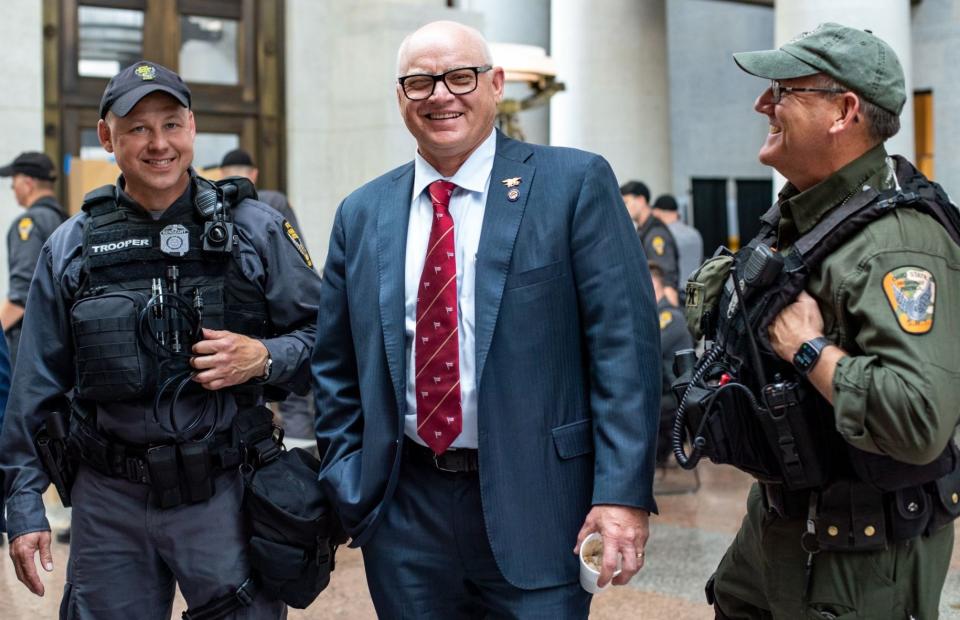 Ohio state Sen. Frank Hoagland, the Republican who authored legislation that aims to crack down on fossil fuel-related protests, owns two consultancies that provide private security services to oil and gas companies. (Photo: Sen. Frank Hoagland)