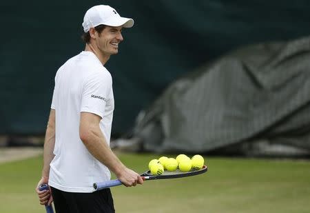 Britain Tennis - Wimbledon - All England Lawn Tennis & Croquet Club, Wimbledon, England - 3/7/16 Great Britain's Andy Murray during a practice session REUTERS/Paul Childs